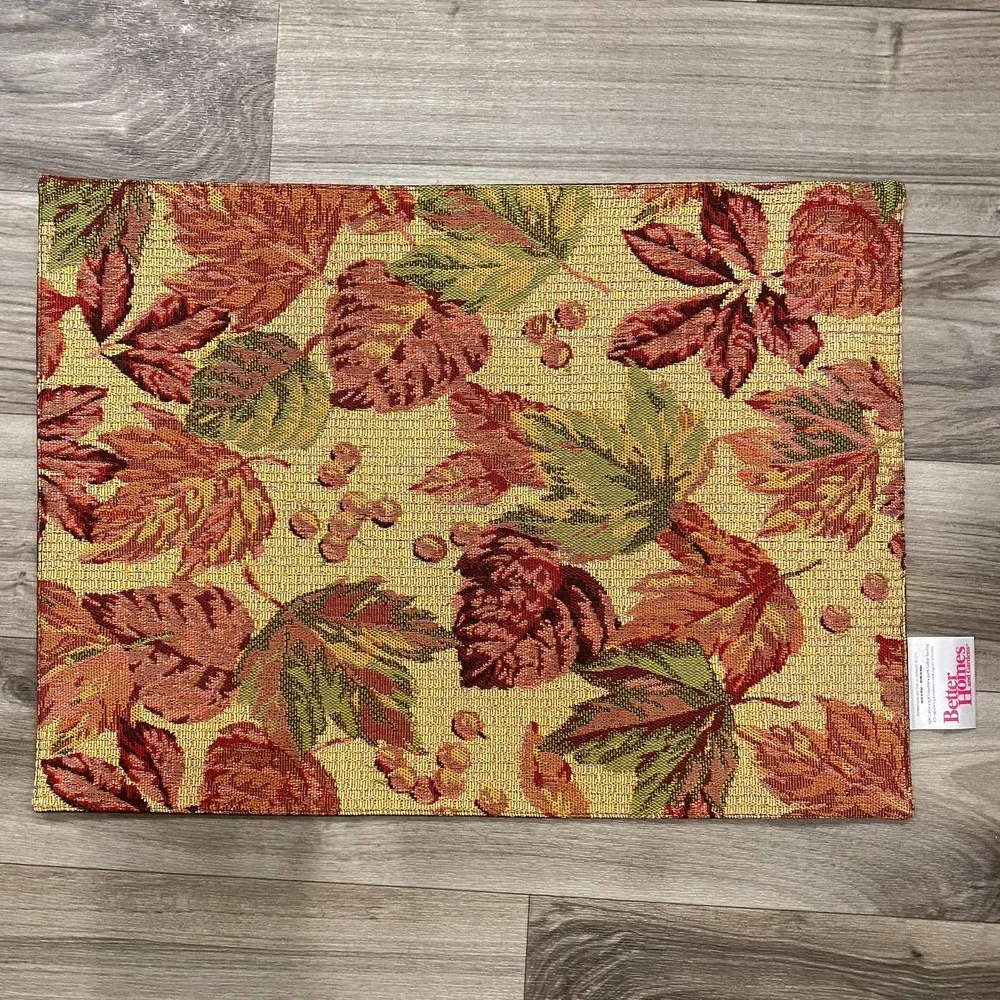 Set of 4 Autumn Inspired Tapestry Weave Cotton/Polyester‎ Placemats 19”x13-3/4”